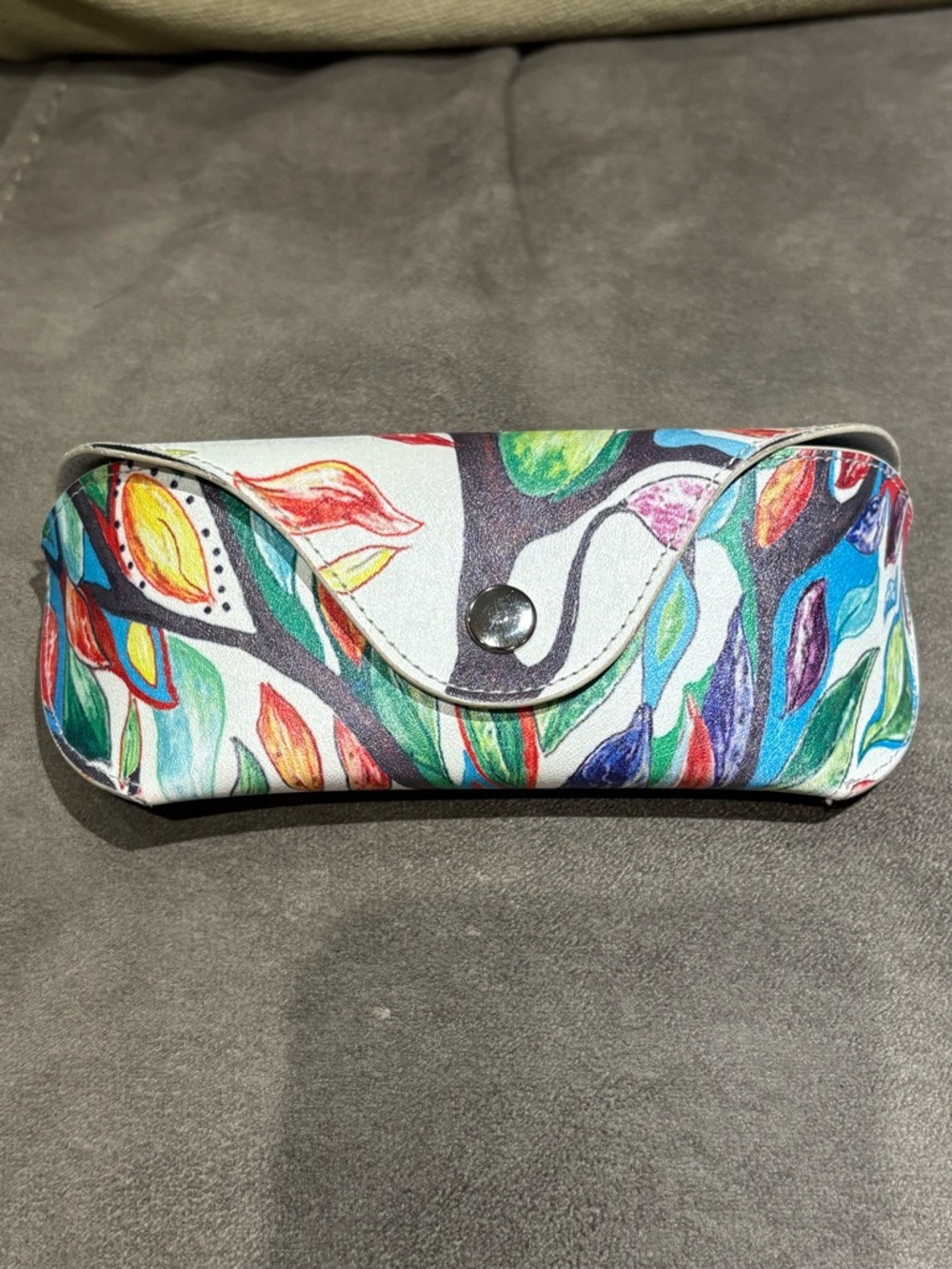 Colorful Leaf-Print Women's Eyeglass Case - Multi